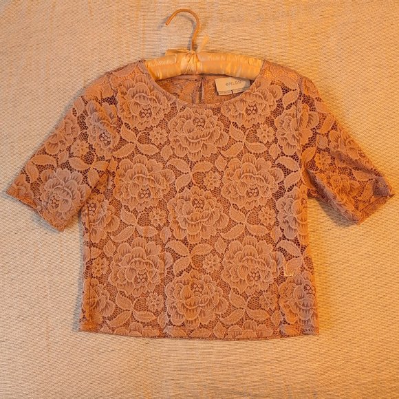 BHLDN Floral Lace crop top - Blush Pink - Picture 1 of 5